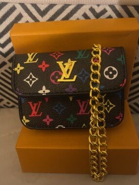 Black Multicolor Monogram Chain Wallet